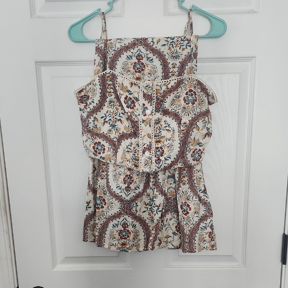 Floral Patterned Sleeveless 2 Piece Set - Top And Skirt